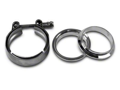 Granatelli Motor Sports 3-Inch Interlocking Flange with V-Band Exhaust Clamp; Mild Steel (Universal; Some Adaptation May Be Required)