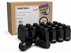 Black 3/4-Inch Bulge Acorn Lug Nut Kit; 14mm x 2.0; Set of 24 (04-14 F-150)
