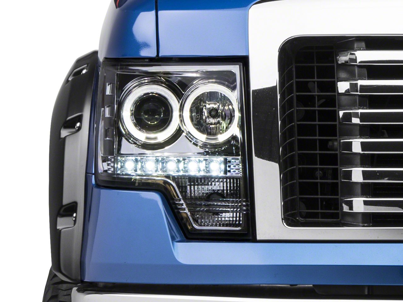 Halo Projector Headlights; Chrome Housing; Clear Lens (09-14 F-150 w/ Factory Halogen Headlights)