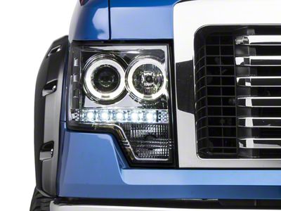 Halo Projector Headlights; Chrome Housing; Clear Lens (09-14 F-150 w/ Factory Halogen Headlights)