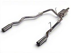 C&L Dual Exhaust System with Polished Muffler and Polished Tips; Rear Exit (09-18 5.7L RAM 1500 w/ Factory Dual Exhaust)