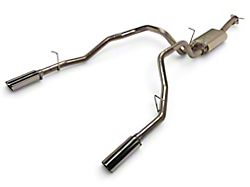 C&L Dual Exhaust System with Polished Muffler and Polished Tips; Rear Exit (19-24 5.7L RAM 1500 w/ Factory Dual Exhaust)