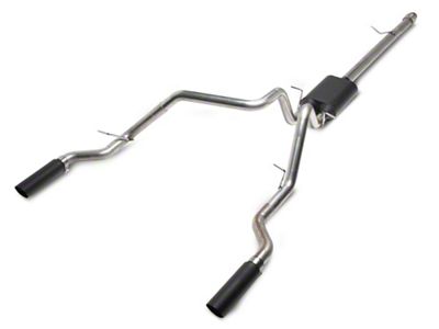 C&L Dual Exhaust System with Black Tips; Side/Rear Exit (19-25 5.3L Silverado 1500 w/o Factory Dual Exhaust)