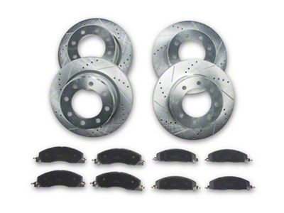 C&L Super Sport HD 8-Lug Brake Rotor and Pad Kit; Front and Rear (09-18 RAM 2500)