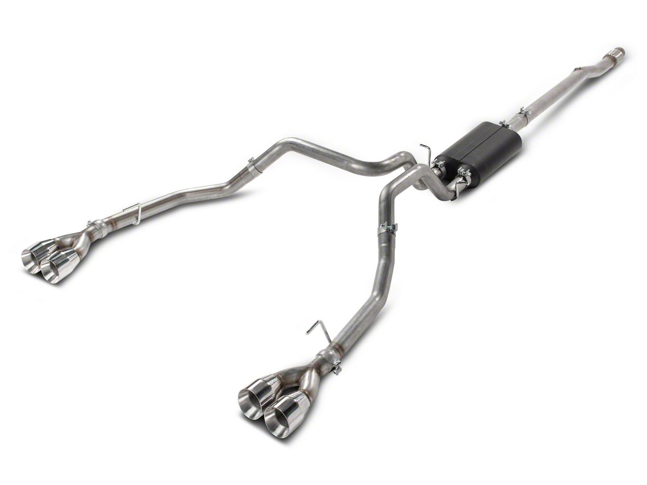 C&L Silverado 1500 Dual Exhaust System with Polished Tips; Rear Exit S145870 (1924 5.3L