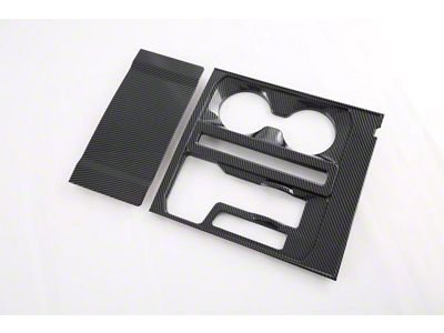 Cobra-Tek Center Console Gear Shift Cover Trim; Carbon Fiber Print (21-25 F-150 w/ Flow-Through Center Console)