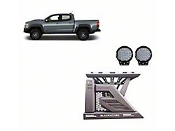 Armour II Roll Bar with 9-Inch Black Round Flood LED Lights and Basket; Black (15-25 Colorado)