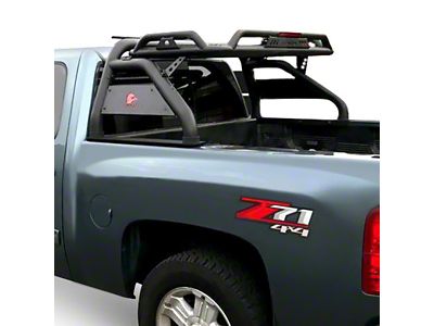 Atlas Roll Bar with 7-Inch Black Round LED Lights for Tonneau Cover; Black (15-22 Colorado)