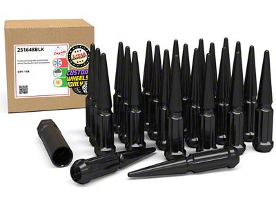 Black Spike Lug Nut Kit; 14mm x 1.5; Set of 24 (15-26 Colorado)