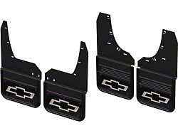Black Wrap No-Drill Mud Flaps with Bowtie Logo; Front and Rear (17-22 Colorado ZR2)