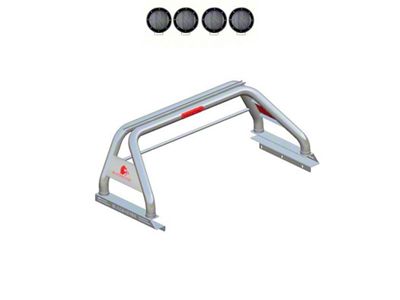 Classic Roll Bar for Tonneau Cover with 5.30-Inch Black Round Flood LED Lights; Stainless Steel (15-22 Colorado)