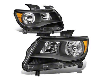Factory Style Headlights with Amber Corners; Black Housing; Clear Lens (15-22 Colorado)