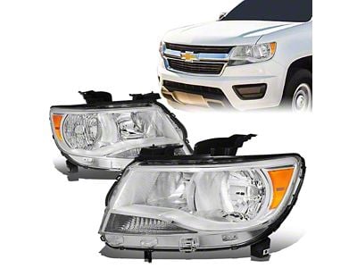 Factory Style Headlights with Amber Corners; Chrome Housing; Clear Lens (15-22 Colorado)