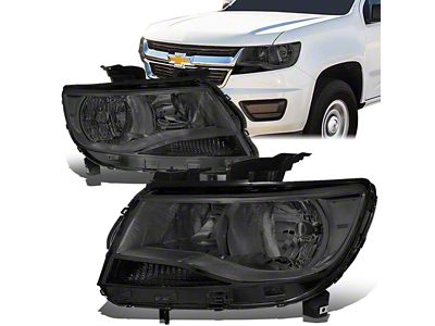 Factory Style Headlights with Clear Corners; Chrome Housing; Smoked Lens (15-22 Colorado)