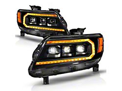 Full LED Projector Headlights; Black Housing; Clear Lens (15-22 Colorado w/ Factory Halogen Headlights)