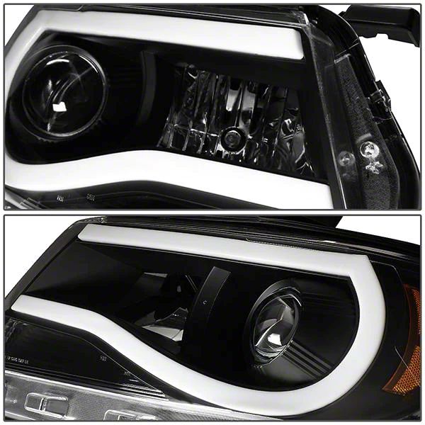 Pair Black LED+Halogen DRL Projector Headlights For Chevy Colorado 2015-2022 - Clear Lens, Black Housing