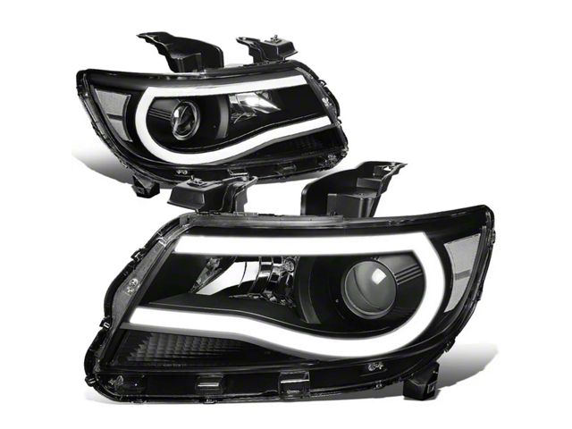 Full LED U-Tube DRL Projector Headlights with Clear Corners; Black Housing; Clear Lens (15-22 Colorado)