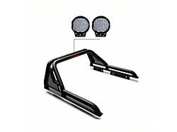 Gladiator Roll Bar with 9-Inch Red Round Flood LED Lights; Black (15-25 Colorado)