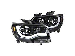 LED Bar Projector Headlights; Gloss Black Housing; Clear Lens (15-22 Colorado w/ Factory Halogen Headlights)