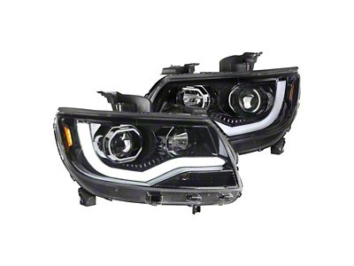 LED Bar Projector Headlights; Gloss Black Housing; Clear Lens (15-22 Colorado w/ Factory Halogen Headlights)