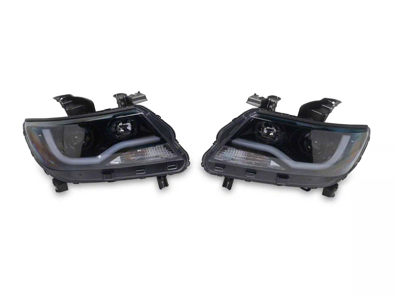 Colorado LED Bar Projector Headlights; Gloss Black Housing; Smoked Lens