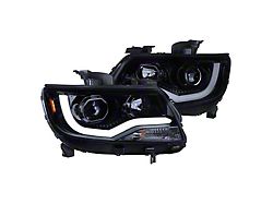 LED Bar Projector Headlights; Gloss Black Housing; Smoked Lens (15-22 Colorado w/ Factory Halogen Headlights)