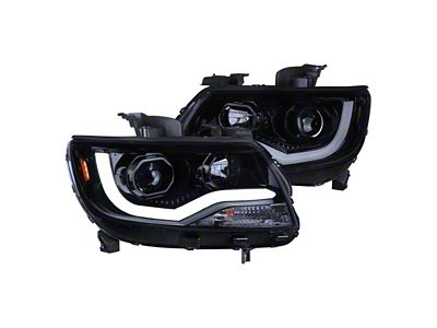 LED Bar Projector Headlights; Gloss Black Housing; Smoked Lens (15-22 Colorado w/ Factory Halogen Headlights)