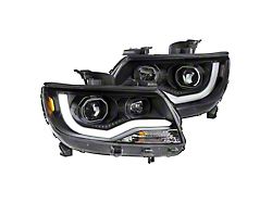 LED Bar Projector Headlights; Matte Black Housing; Clear Lens (15-22 Colorado w/ Factory Halogen Headlights)