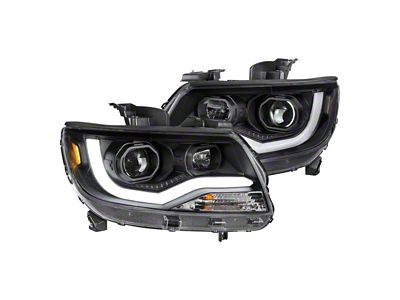 LED Bar Projector Headlights; Matte Black Housing; Clear Lens (15-22 Colorado w/ Factory Halogen Headlights)