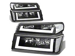 LED DRL Headlights with Clear Corners; Black Housing; Clear Lens (04-12 Colorado)