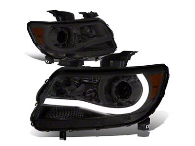 LED DRL Projector Headlights with Amber Corners; Chrome Housing; Smoked Lens (15-22 Colorado)