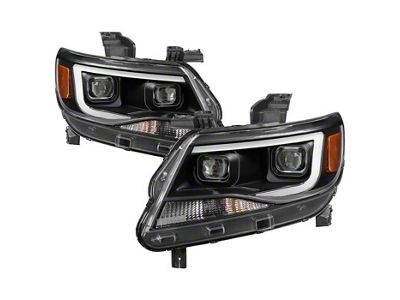 Light Bar DRL Projector Headlights; Black Housing; Clear Lens (15-17 Colorado w/ Factory Halogen Headlights)