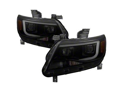 Light Bar DRL Projector Headlights; Black Housing; Smoked Lens (15-17 Colorado w/ Factory Halogen Headlights)