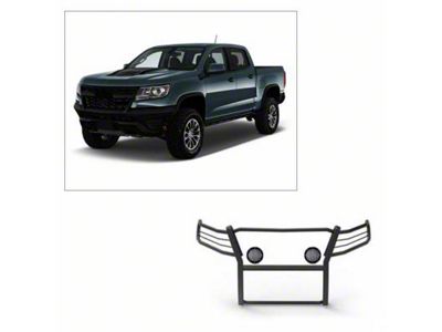 Modular Grille Guard with 5.30-Inch Black Round Flood LED Lights; Black (15-22 Colorado, Excluding ZR2)