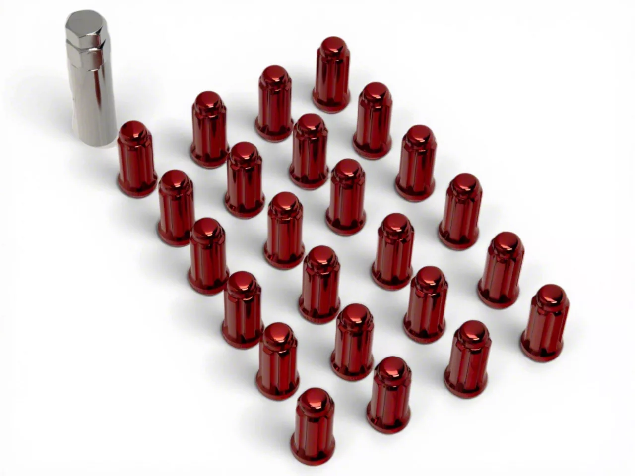 Colorado Red Acorn Spline Lug Nuts for Aftermarket Wheels; M14x1.5