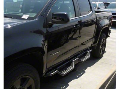 Round Tube Drop Style Nerf Side Step Bars; Black (15-26 Colorado Crew Cab)