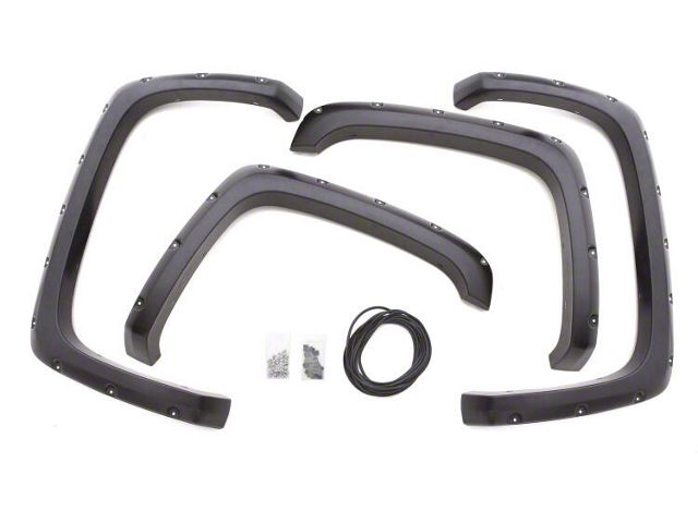 RX-Rivet Style Fender Flares; Front and Rear; Textured (17-20 Colorado w/ 5-Foot Short Box, Excluding ZR2)