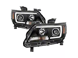 Signature Series Light Bar DRL Projector Headlights; Black Housing; Clear Lens (15-22 Colorado)