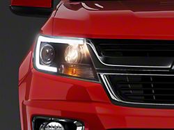 Signature Series Light Bar DRL Projector Headlights; Black Housing; Clear Lens (15-22 Colorado)