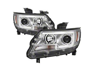 Signature Series Light Bar DRL Projector Headlights; Chrome Housing; Clear Lens (15-22 Colorado)