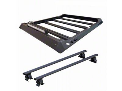 Traveler Cross Bar Roof Rack with Aluminum Basket; Black (15-22 Colorado)