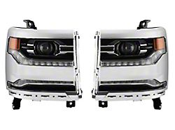 OEM Style Headlights with Chrome Trim; Black Housing; Clear Lens (16-18 Silverado 1500 w/ Factory LED Headlights)