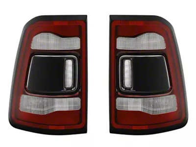 Xtune OE Rebel Style LED Tail Lights; Black Housing; Red/Clear Lens (19-24 RAM 1500 w/ Factory LED Tail Lights & Blind Spot Sensors)