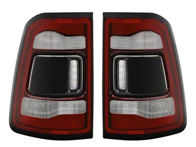 Xtune OE Rebel Style LED Tail Lights; Black Housing; Red/Clear Lens (19-24 RAM 1500 w/ Factory LED Tail Lights & w/o Blind Spot Sensors)