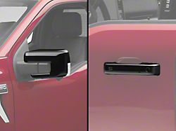 Chrome Delete Mirror Covers with Turn Signal Openings and Door Handle Covers; Gloss Black (21-26 F-150 SuperCrew)