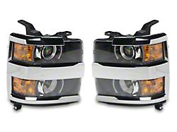OE Style Headlights; Black Housing; Clear Lens (15-19 Silverado 2500 HD w/ Factory Halogen Headlights)