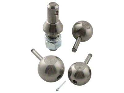 1-Inch Shank Interchangeable Hitch Ball Set; 1-7/8 to 2-5/16-Inch; Nickel-Plated Steel