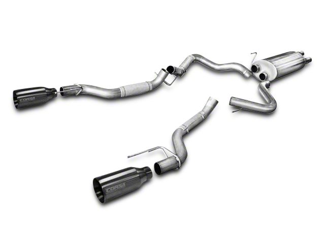 Corsa Performance Sport Dual Exhaust System with Gunmetal Tips; Rear Exit (17-20 F-150 Raptor)