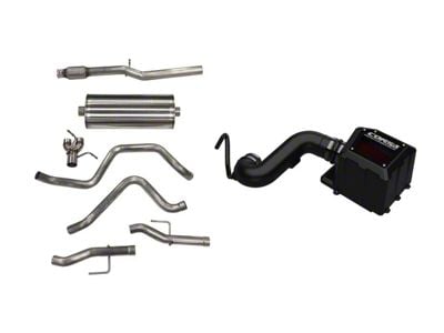 Corsa Performance DryTech 3D Closed Box Cold Air Intake and 3-Inch Sport Dual Exhaust System Power Bundle; Rear Exit (19-25 5.3L Sierra 1500 w/ Factory Dual Exhaust)
