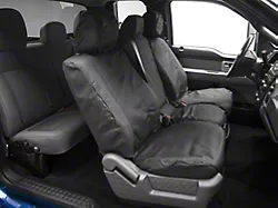 Covercraft Seat Saver Polycotton Custom Front Row Seat Covers; Charcoal (11-14 F-150 w/ Bench Seat & Fold-Down Armrest w/ Cupholder)